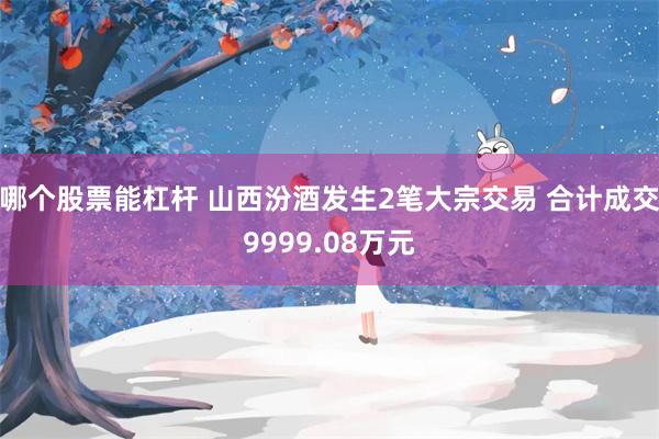 哪个股票能杠杆 山西汾酒发生2笔大宗交易 合计成交9999.08万元